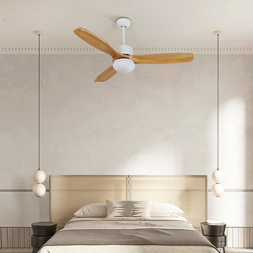 Ventilateur de Plafond Design Bois et Blanc avec LED Silencieux Télécommande incluse
