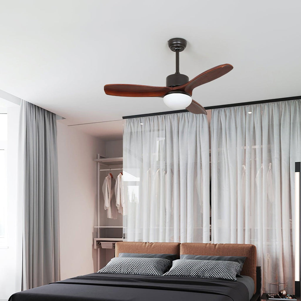Ventilateur de Plafond Design Bois et Blanc avec LED Silencieux Télécommande incluse