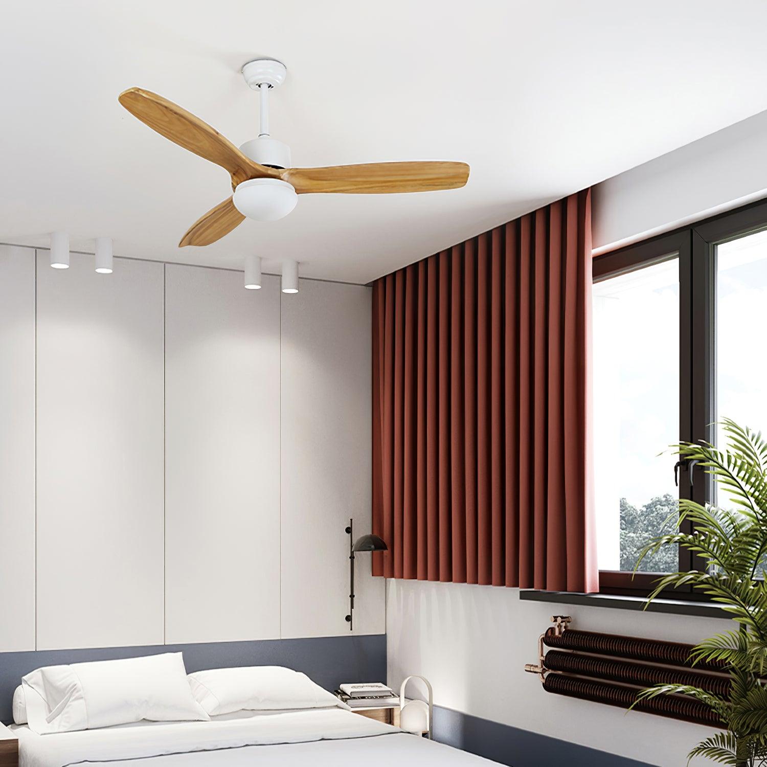 Ventilateur de Plafond Design Bois et Blanc avec LED Silencieux Télécommande incluse