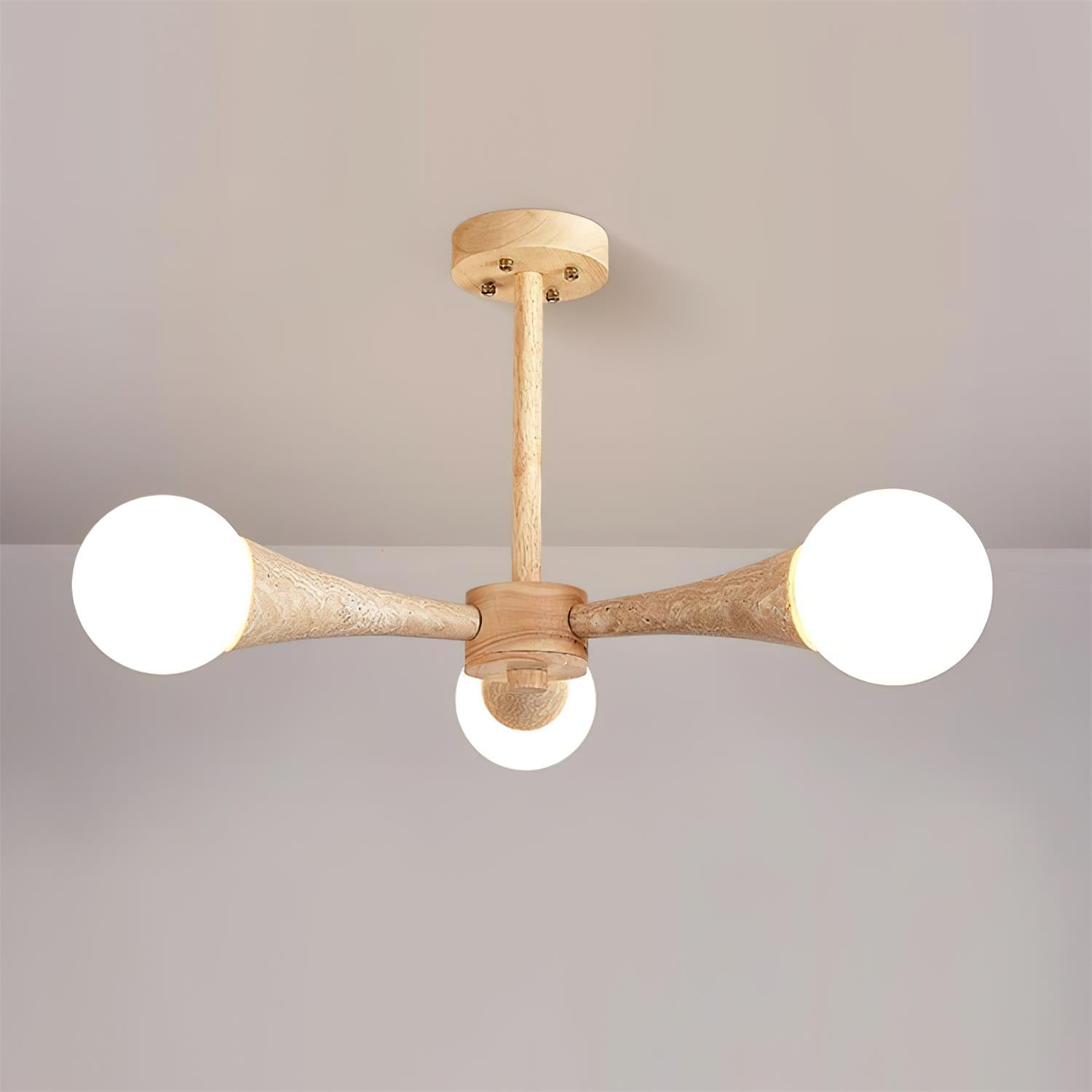 Luminaire en travertin Ritta Plafonnier Bois et Travertin Fixe au Plafond