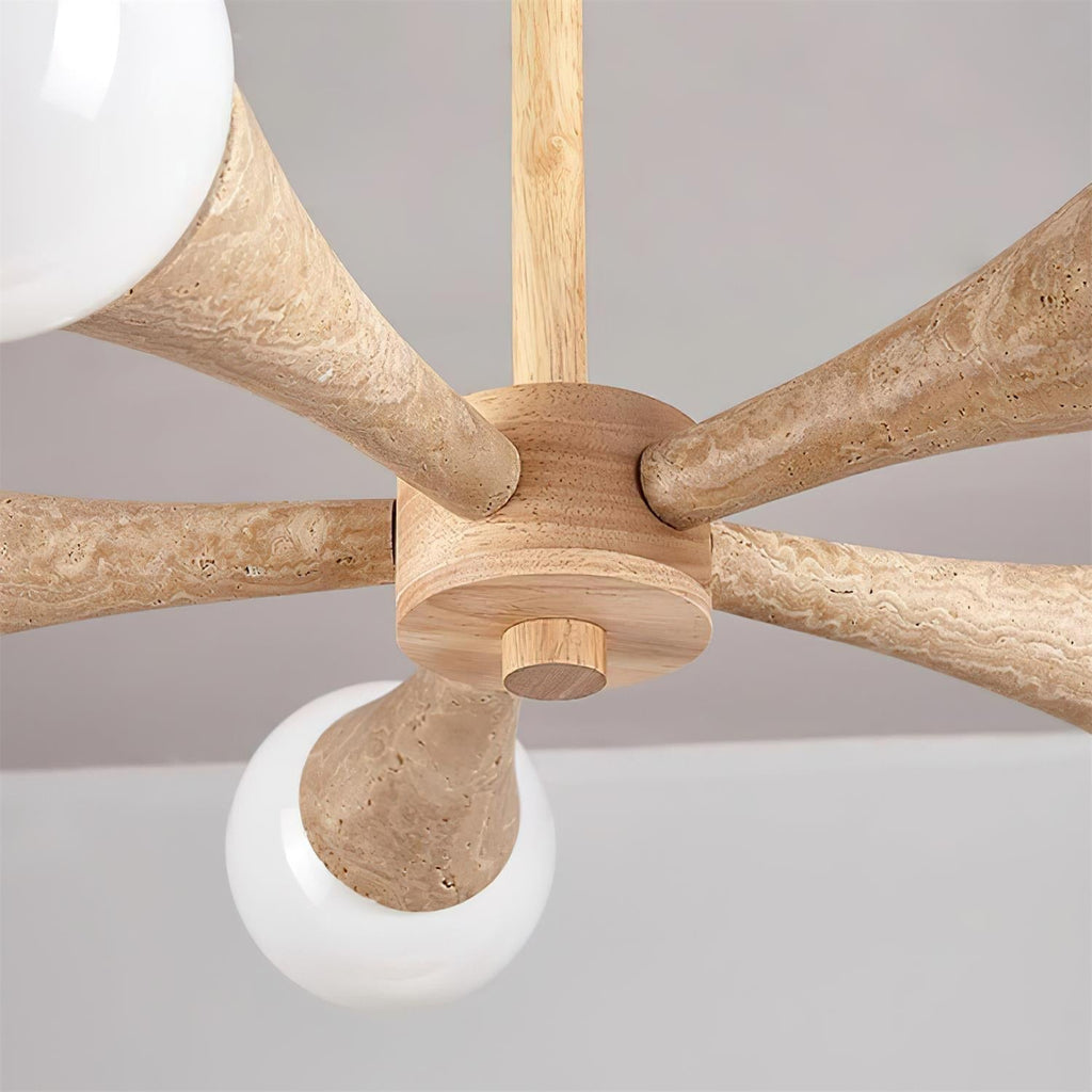 Luminaire en travertin Ritta Plafonnier Bois et Travertin Fixe au Plafond