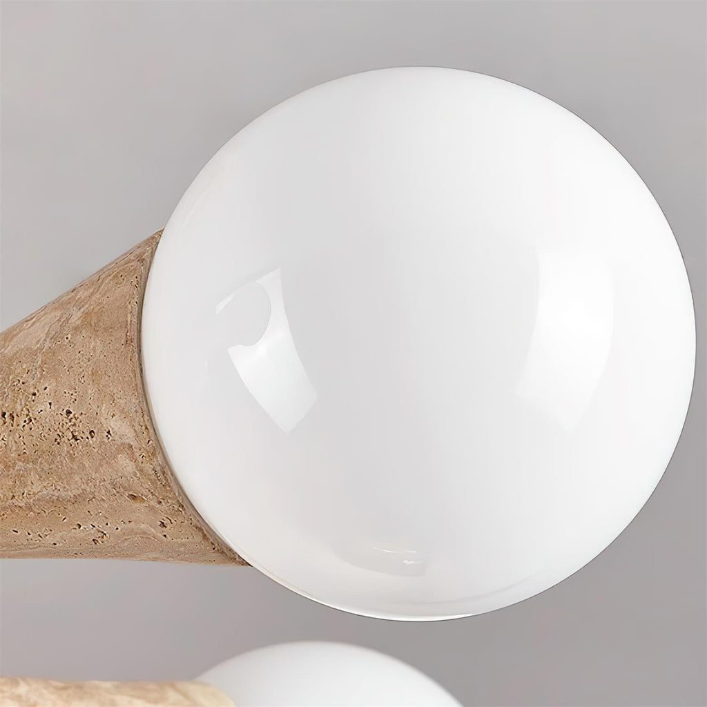 Luminaire en travertin Ritta Plafonnier Bois et Travertin Fixe au Plafond