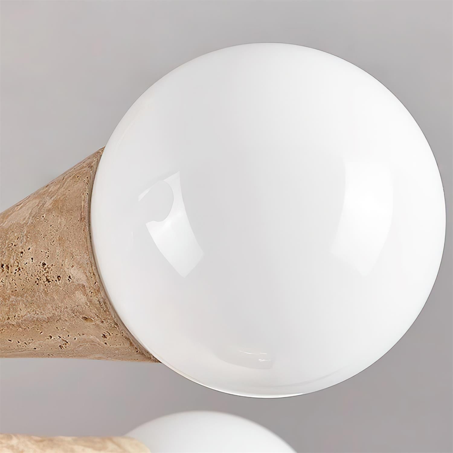 Luminaire en travertin Ritta Plafonnier Bois et Travertin Fixe au Plafond