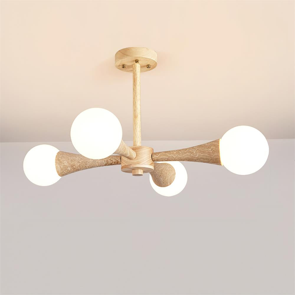 Luminaire en travertin Ritta Plafonnier Bois et Travertin Fixe au Plafond