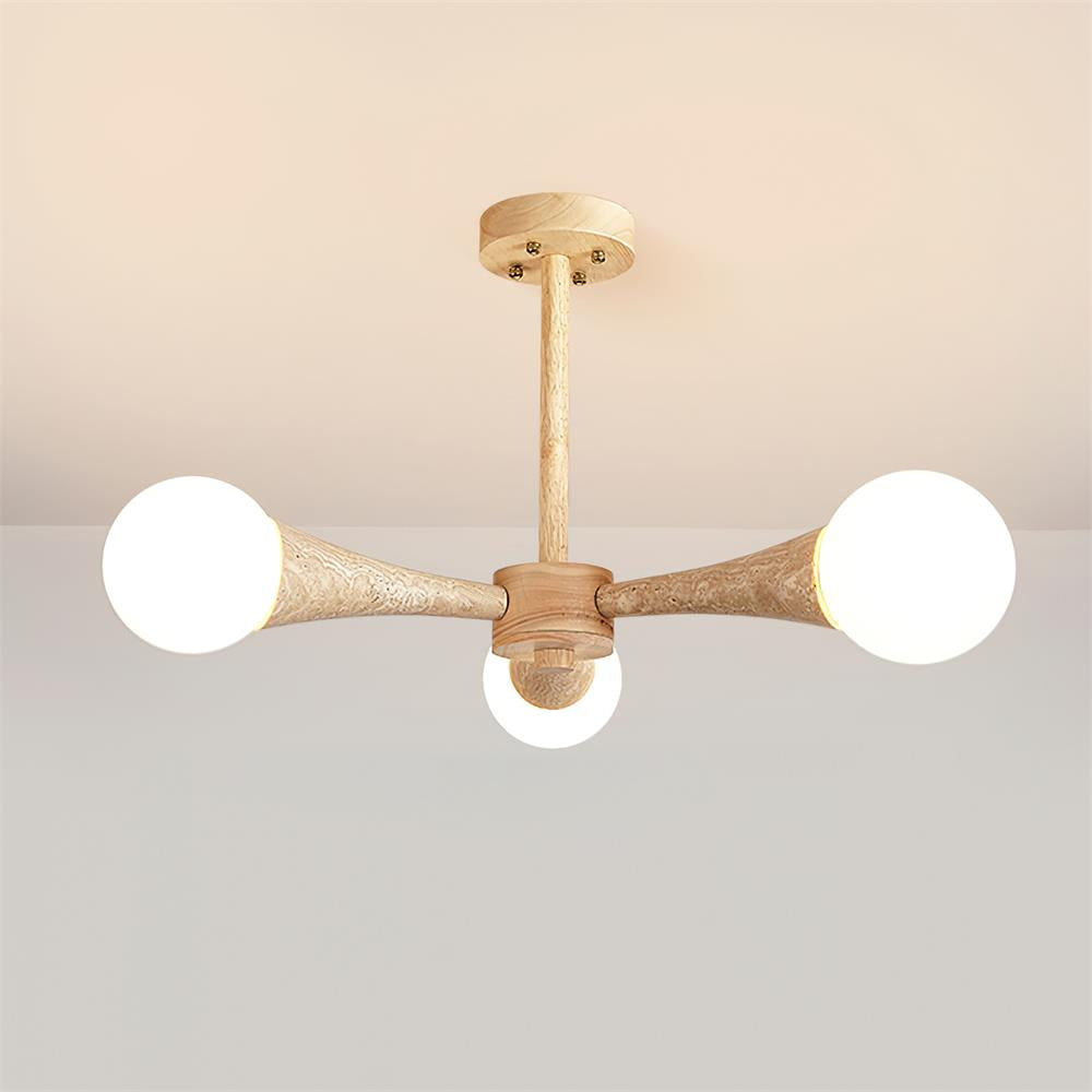 Luminaire en travertin Ritta Plafonnier Bois et Travertin Fixe au Plafond
