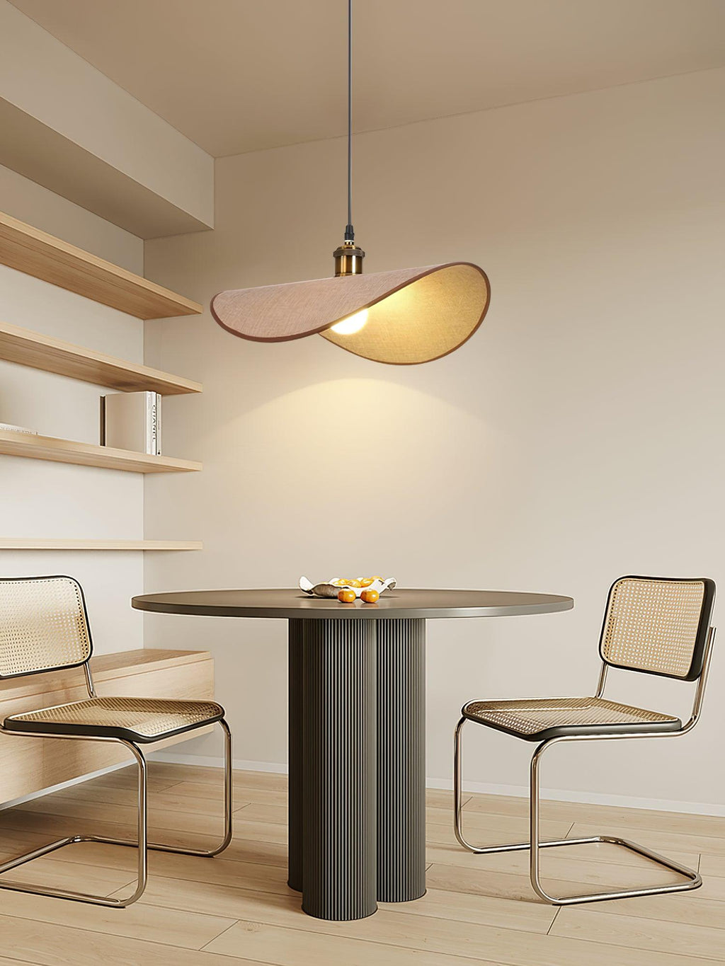 Aira Suspension Lampe Abat-jour en lin Bois Organique Sculptural