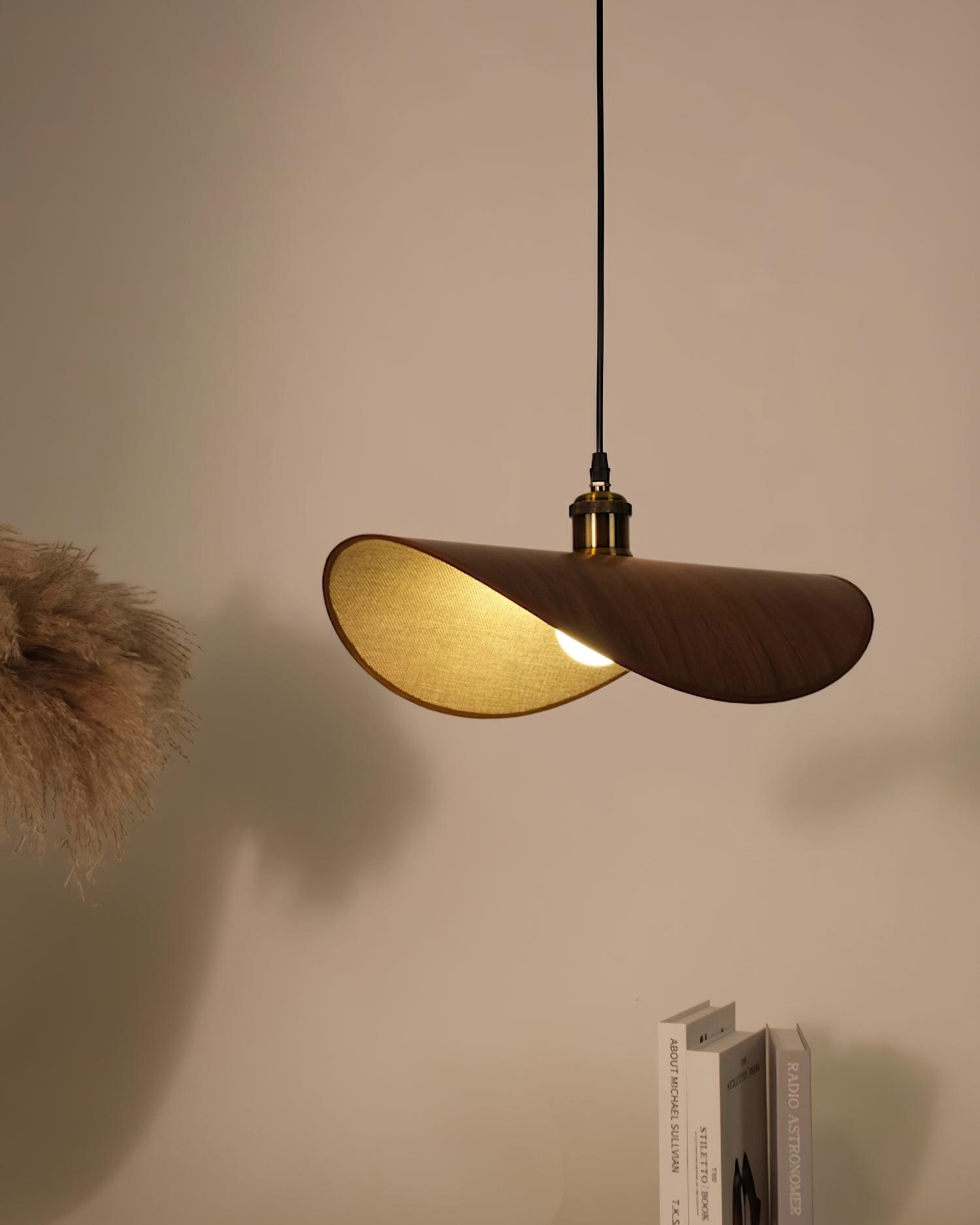Aira Suspension Lampe Abat-jour en lin Bois Organique Sculptural