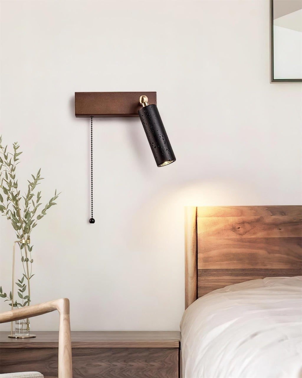 Luminaire en travertin Ritta Lampe Murale Noire Travertin Projecteur