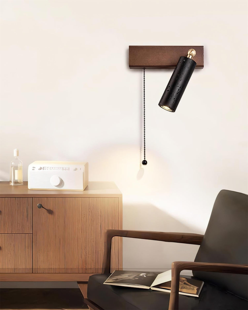 Luminaire en travertin Ritta Lampe Murale Noire Travertin Projecteur