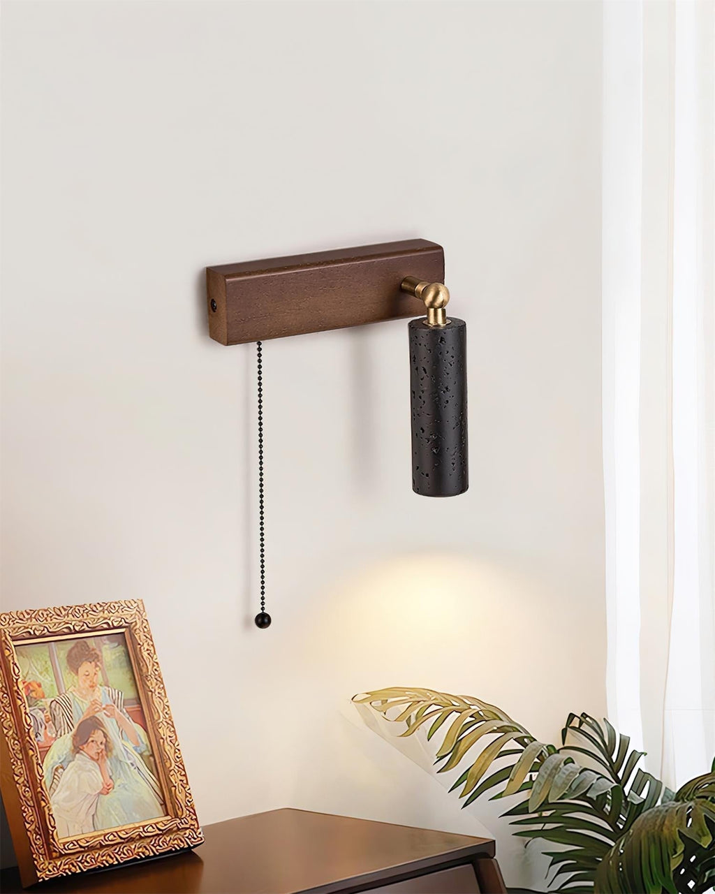 Luminaire en travertin Ritta Lampe Murale Noire Travertin Projecteur