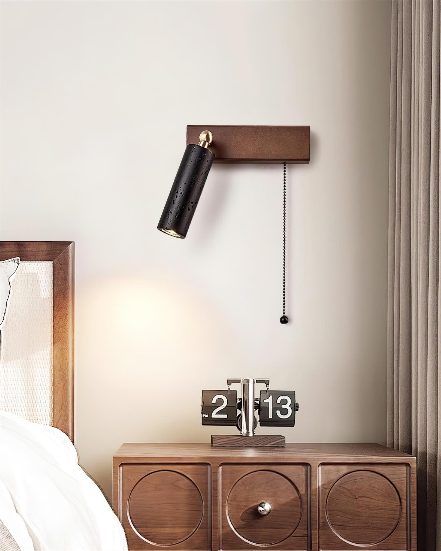 Luminaire en travertin Ritta Lampe Murale Noire Travertin Projecteur