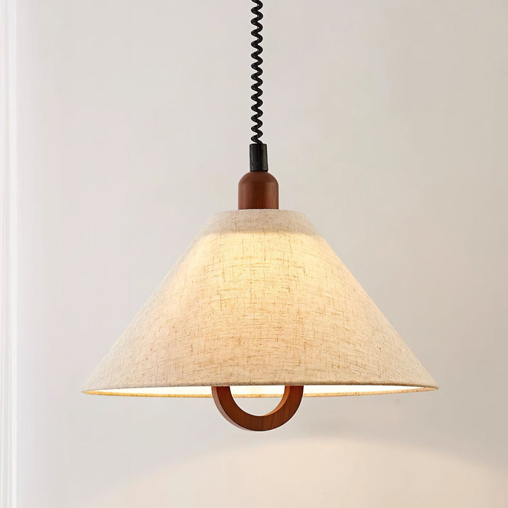 Alcaria Premium Nordic Art Tissu Bois Pendentif Lampe