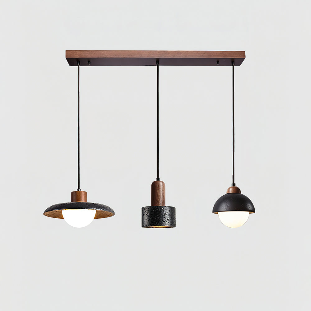 Ritta Ensemble de Lampes Suspendues Travertin Noir