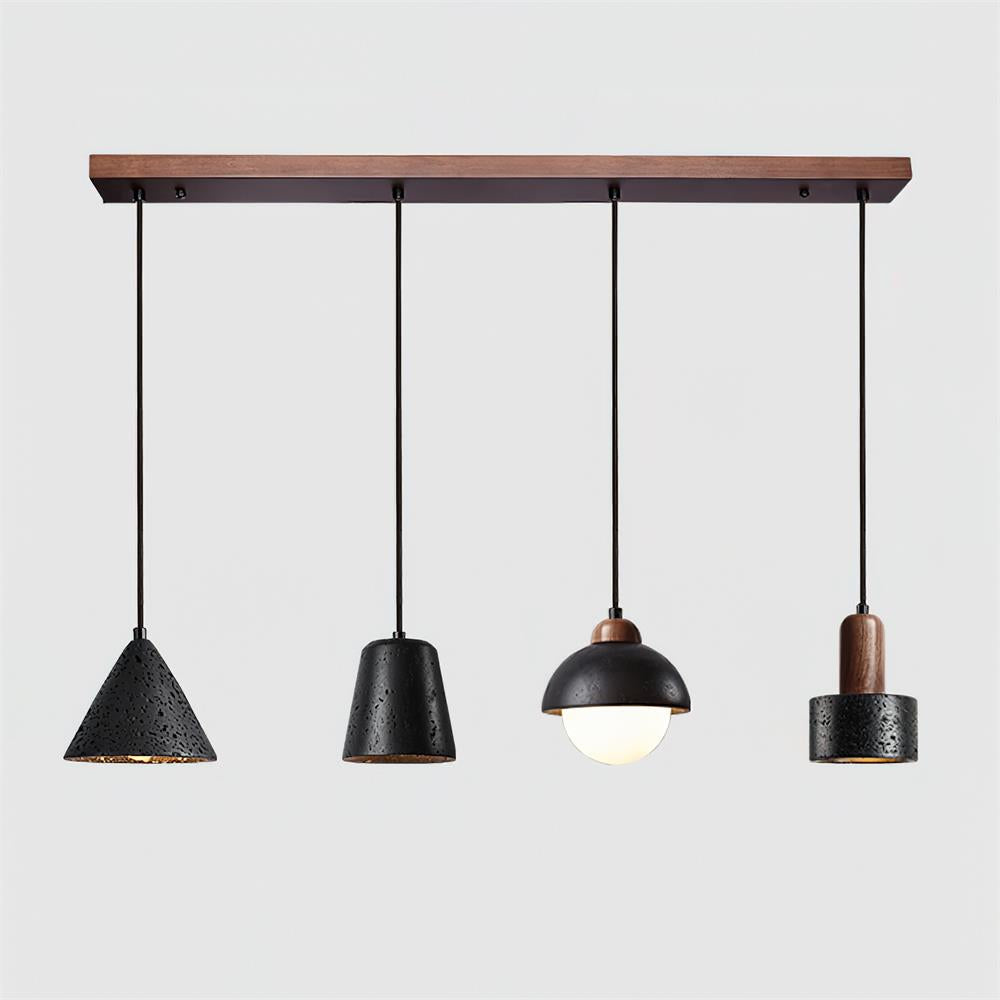 Ritta Ensemble de Lampes Suspendues Travertin Noir