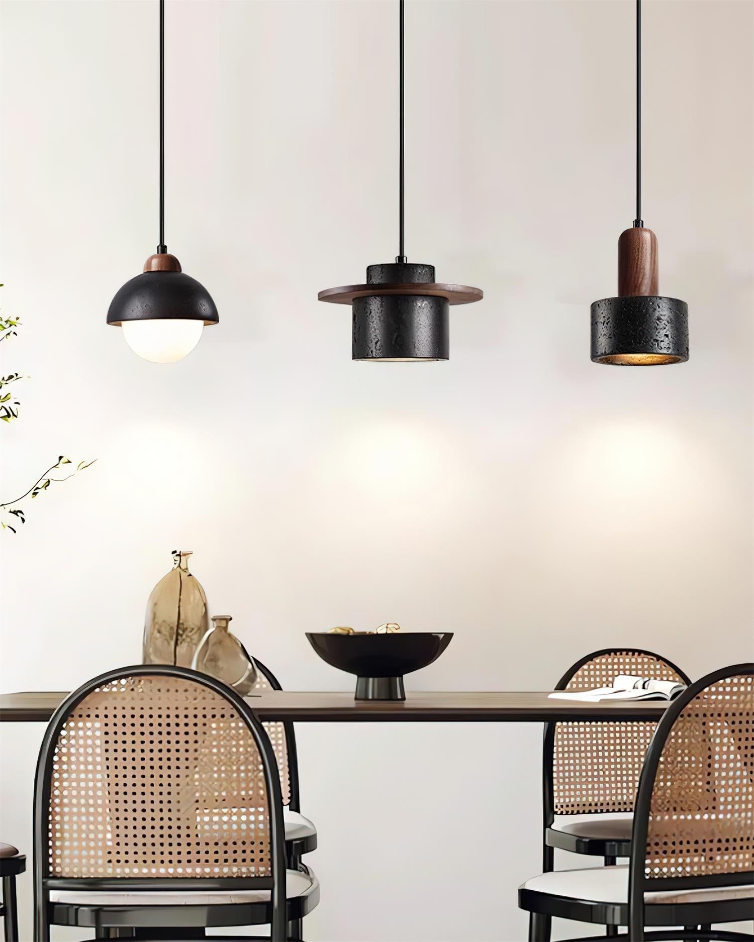 Ritta Ensemble de Lampes Suspendues Travertin Noir