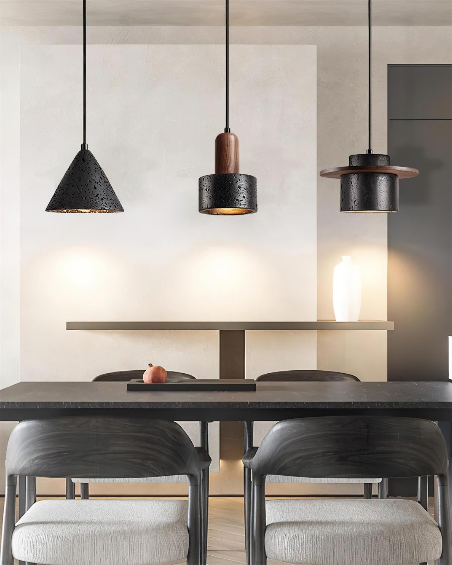Ritta Ensemble de Lampes Suspendues Travertin Noir