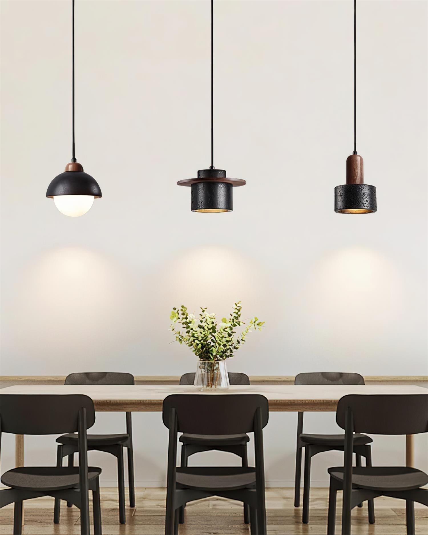 Ritta Ensemble de Lampes Suspendues Travertin Noir
