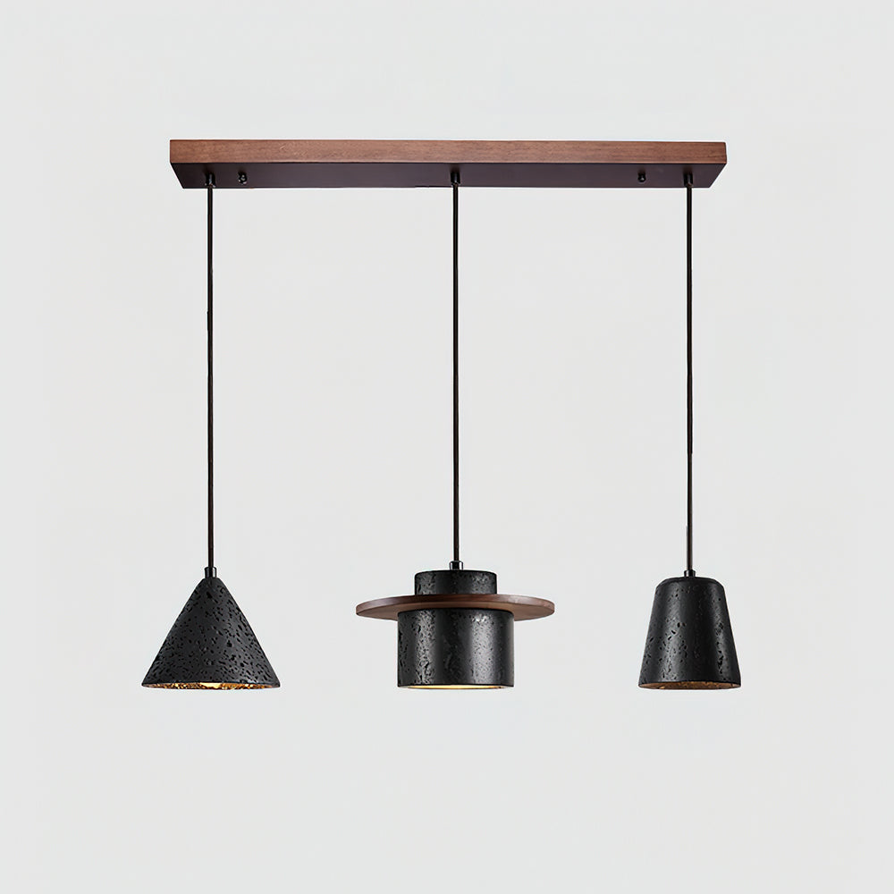 Ritta Ensemble de Lampes Suspendues Travertin Noir