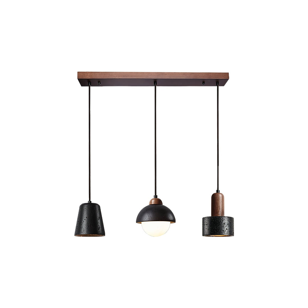 Ritta Ensemble de Lampes Suspendues Travertin Noir