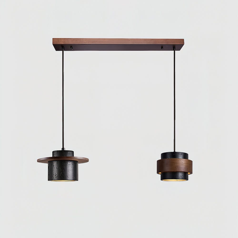 Ritta Ensemble de Lampes Suspendues Travertin Noir