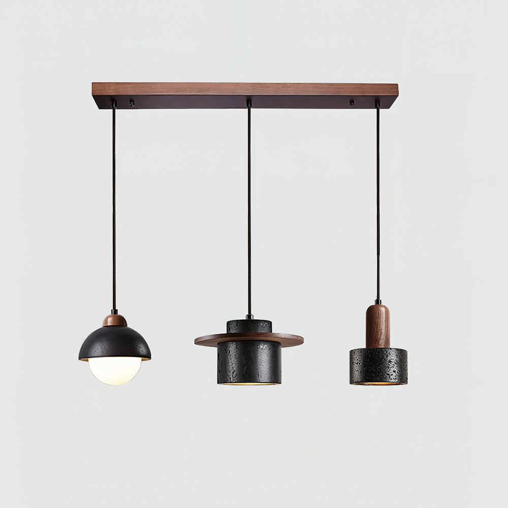 Ritta Ensemble de Lampes Suspendues Travertin Noir