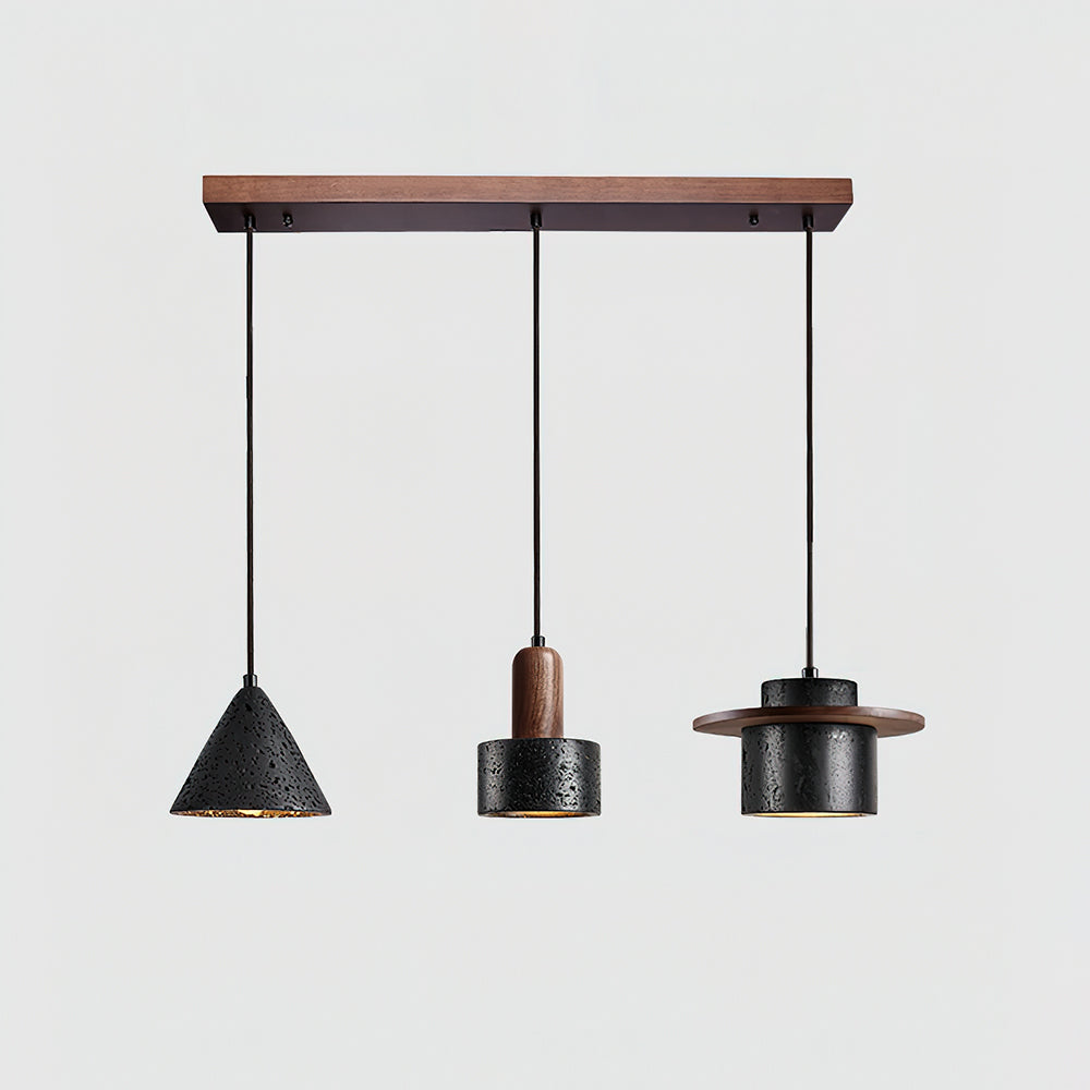 Ritta Ensemble de Lampes Suspendues Travertin Noir
