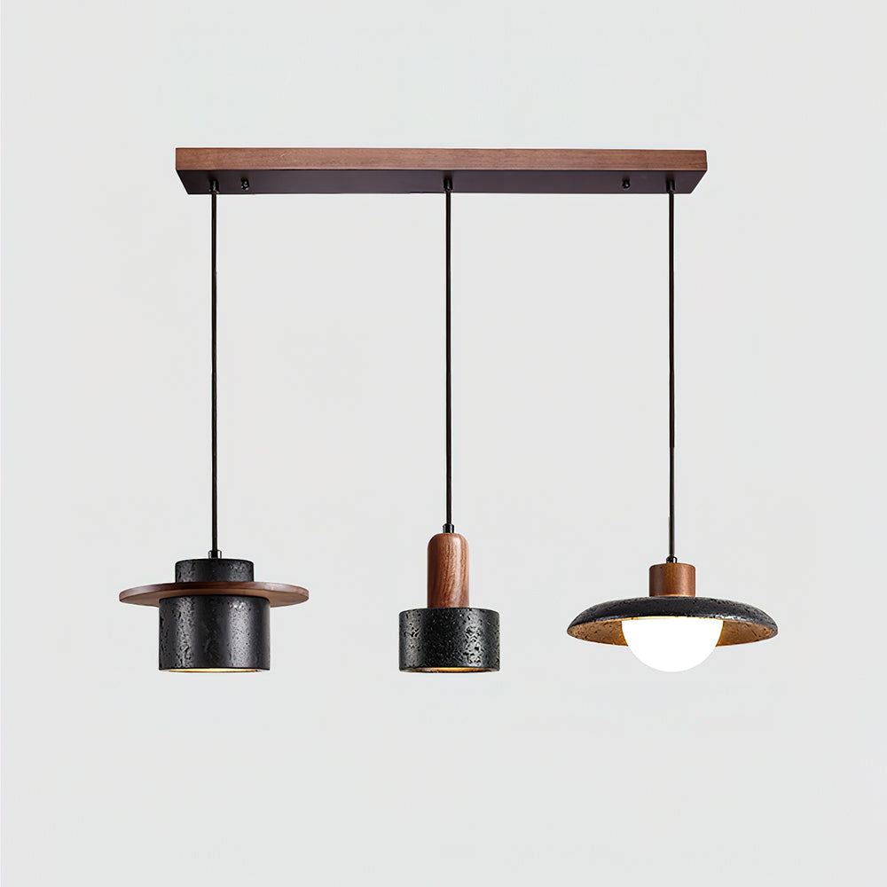 Ritta Ensemble de Lampes Suspendues Travertin Noir