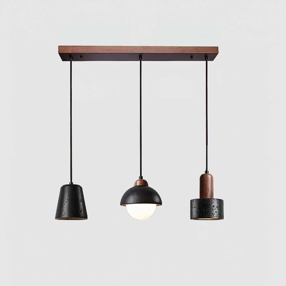 Ritta Ensemble de Lampes Suspendues Travertin Noir