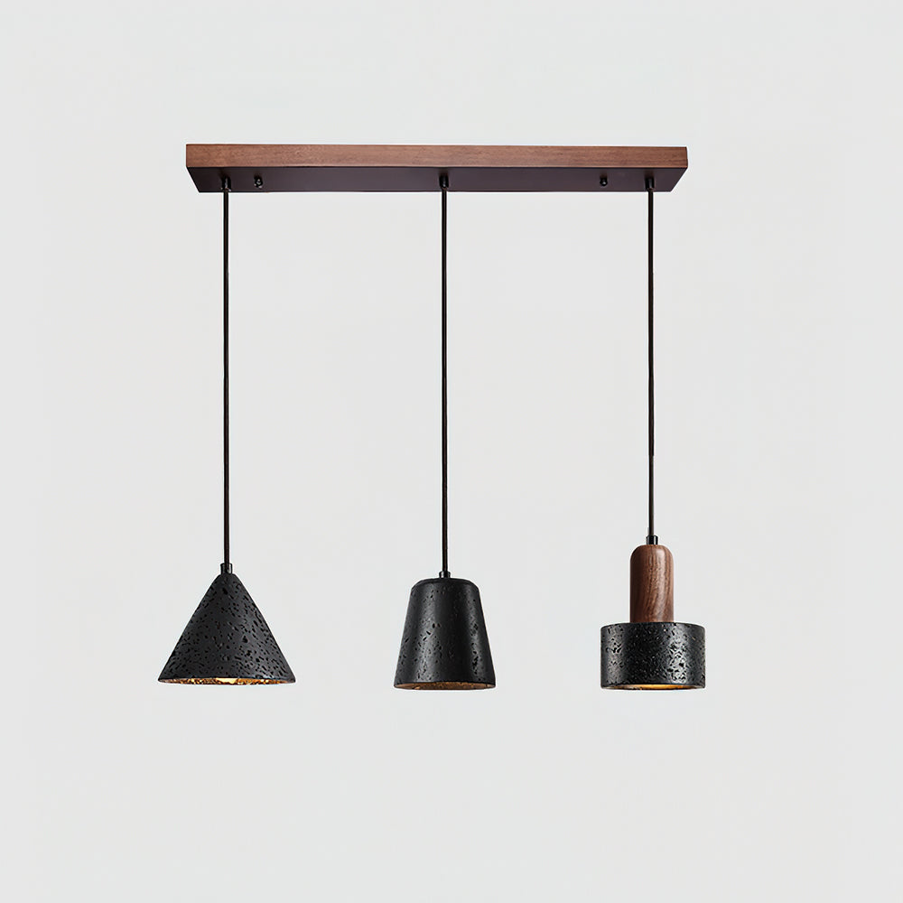 Ritta Ensemble de Lampes Suspendues Travertin Noir