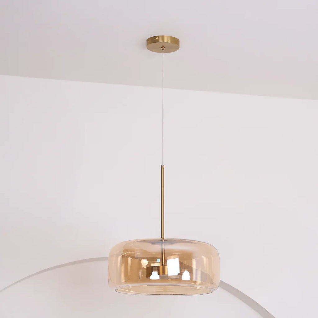 June Suspension Cylindre Moderne Verre. Claire/Grise Fumée/Ambre