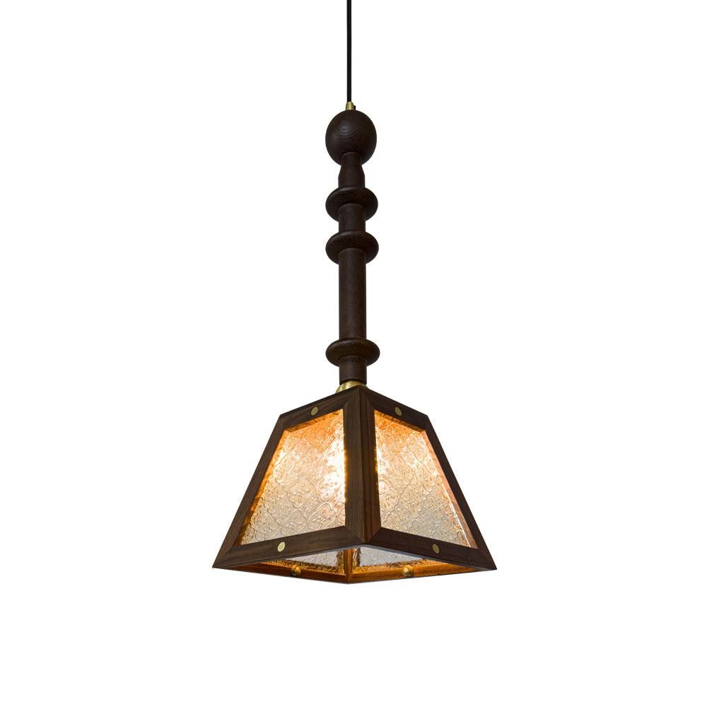 Suspension en verre Alsorisra Lampe Suspension en Verre et Bois à Style Vintage