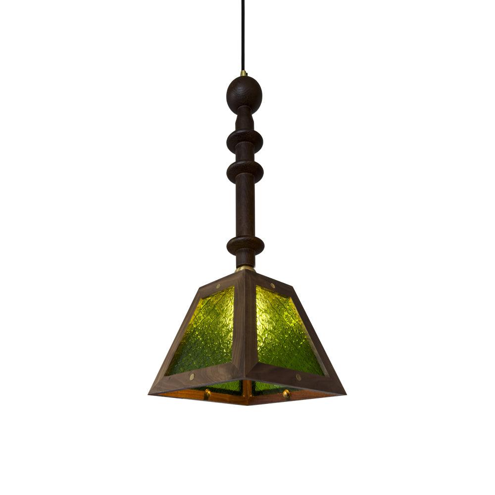 Suspension en verre Alsorisra Lampe Suspension en Verre et Bois à Style Vintage