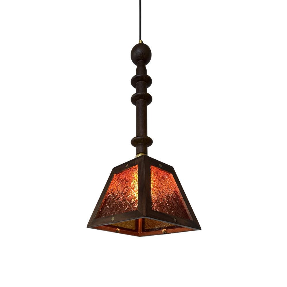 Suspension en verre Alsorisra Lampe Suspension en Verre et Bois à Style Vintage