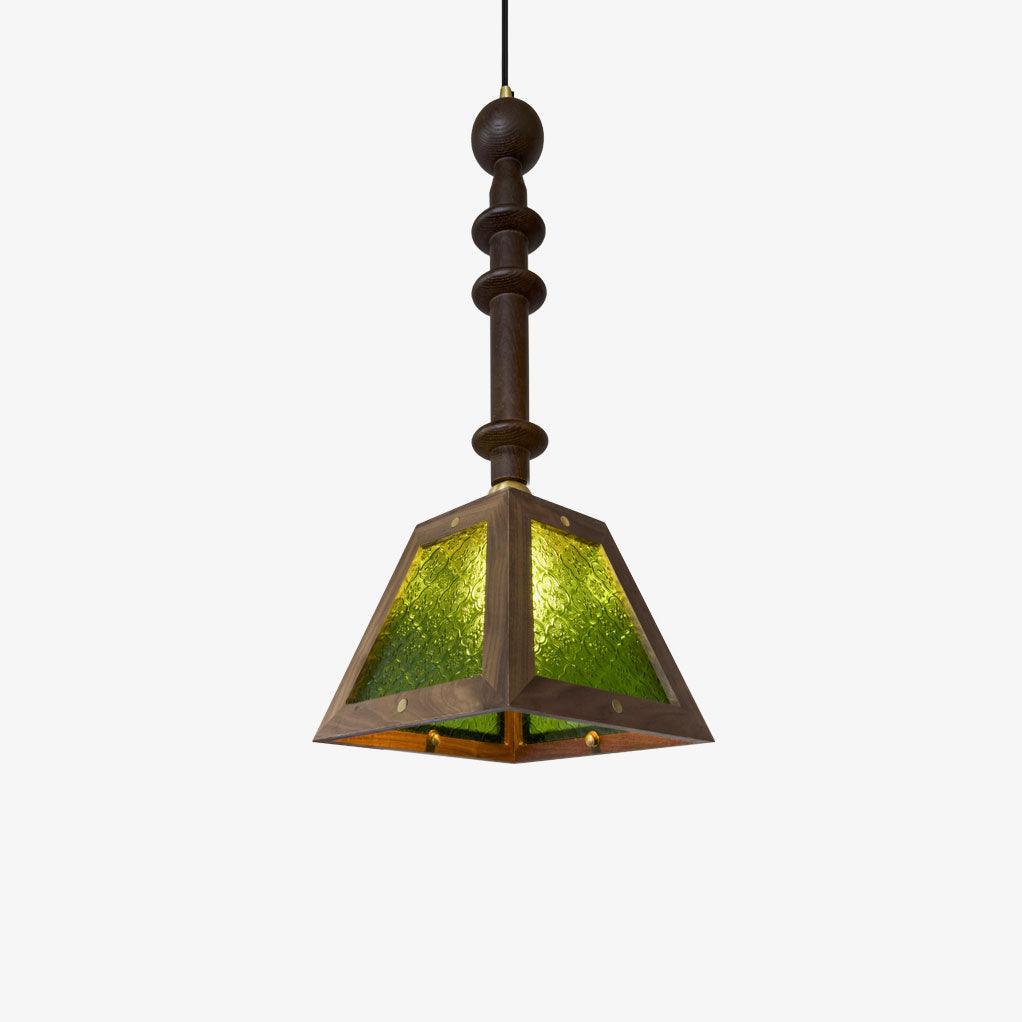 Suspension en verre Alsorisra Lampe Suspension en Verre et Bois à Style Vintage