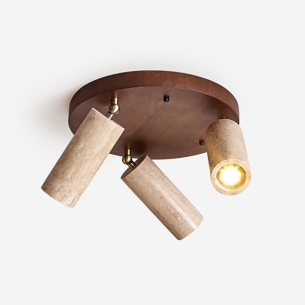 Ritta Plafonnier bois Travertin 3 Têtes Projecteur
