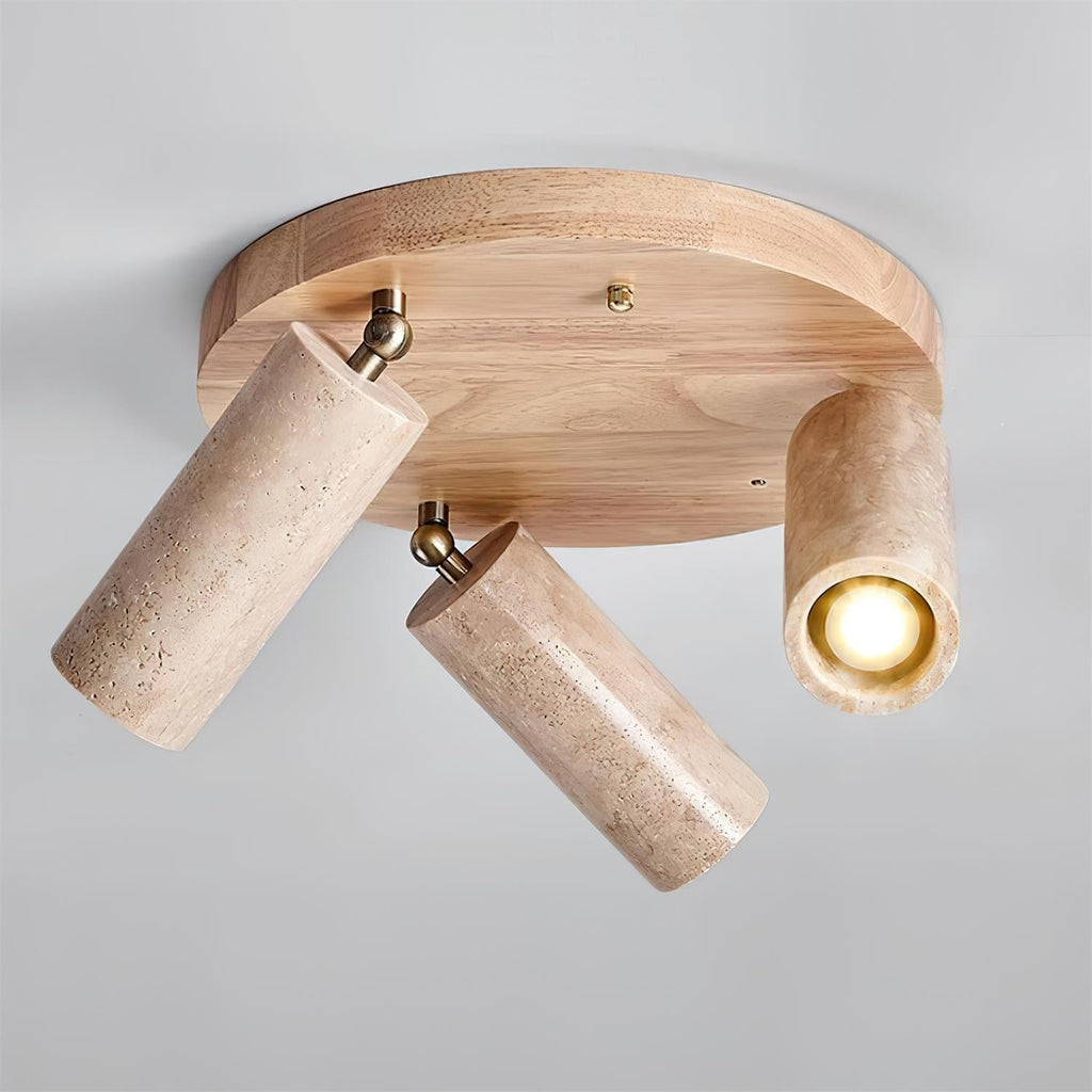 Ritta Plafonnier bois Travertin 3 Têtes Projecteur
