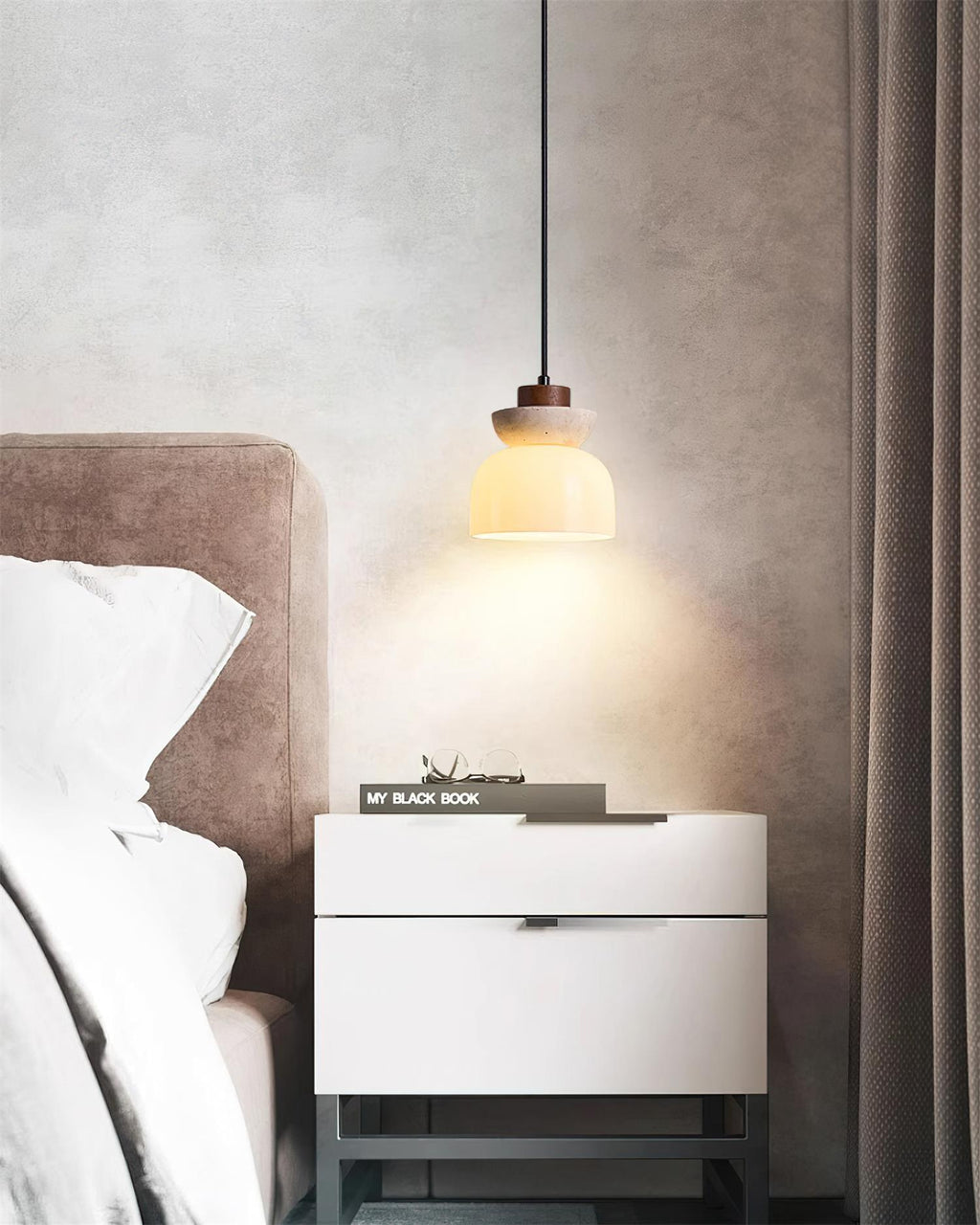 Ritta Suspension Dôme en Travertin et Verre