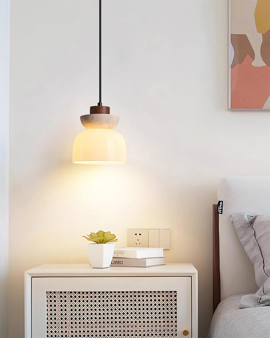 Ritta Suspension Dôme en Travertin et Verre