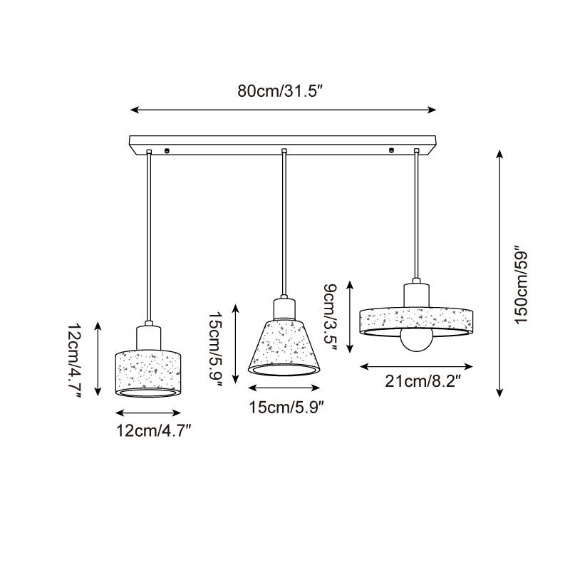 Ritta Suspension Travertin Moderne En Groupe