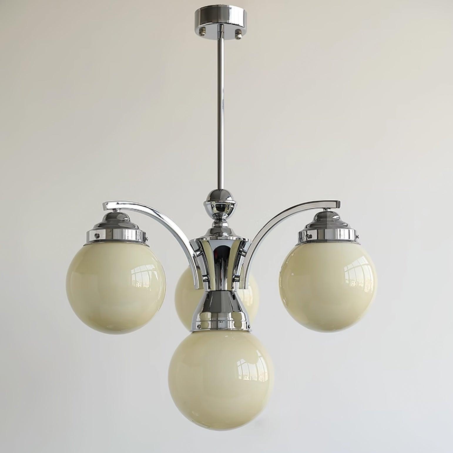 Luminaire en verre Salamanca Lustre Boules en Verre Rose Arcs en Chrome Stylé