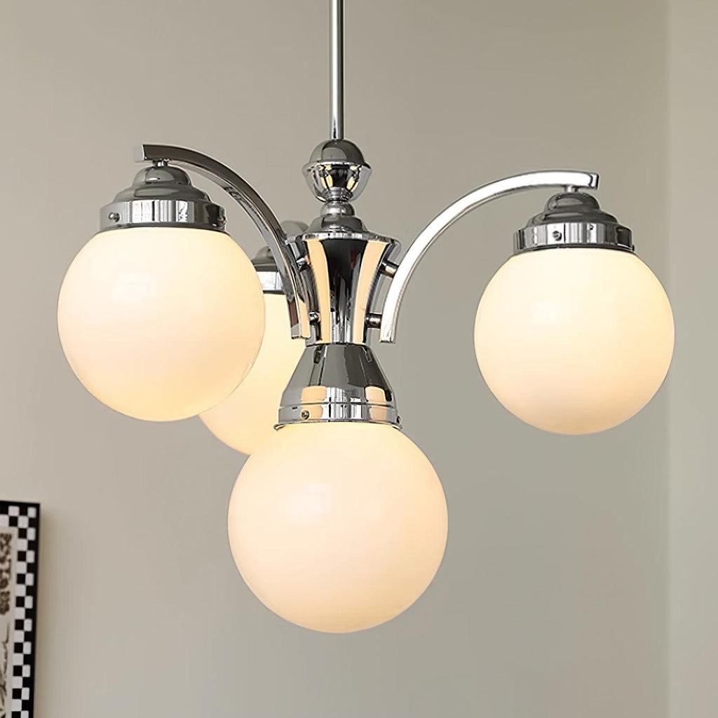 Luminaire en verre Salamanca Lustre Boules en Verre Rose Arcs en Chrome Stylé