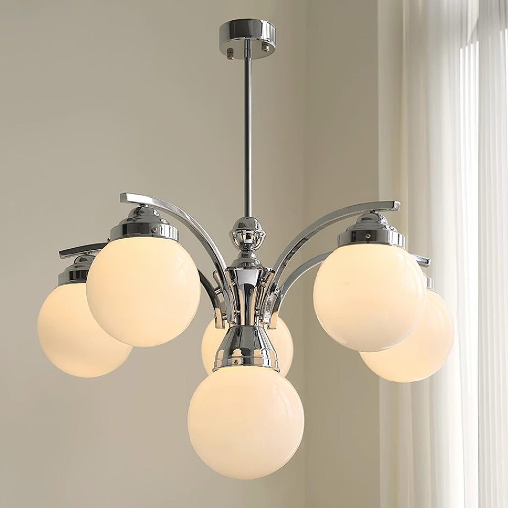 Luminaire en verre Salamanca Lustre Boules en Verre Rose Arcs en Chrome Stylé
