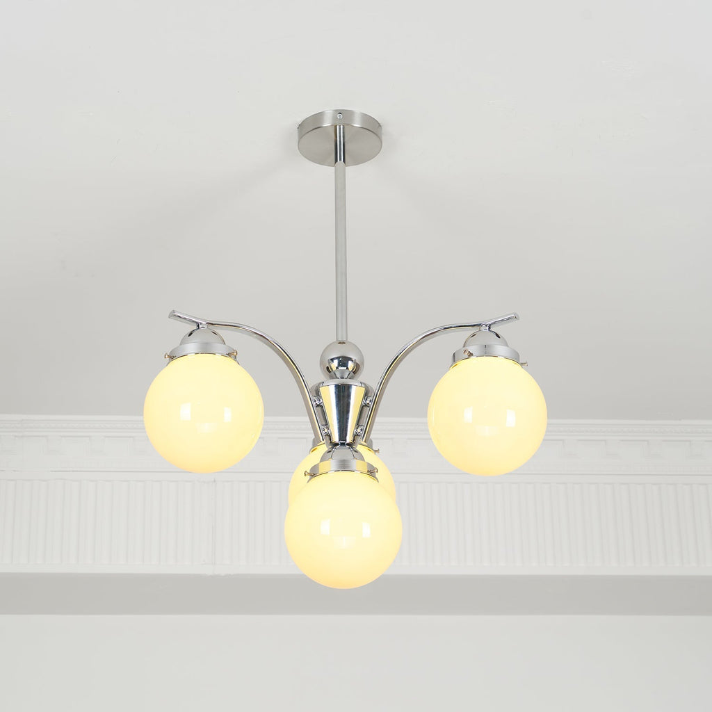 Luminaire en verre Salamanca Lustre Boules en Verre Rose Arcs en Chrome Stylé