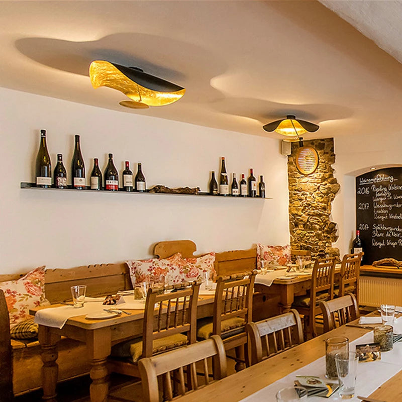 Jexie Plafonnier  Feuille Moderne Noir/Or Salon Chambre à Coucher