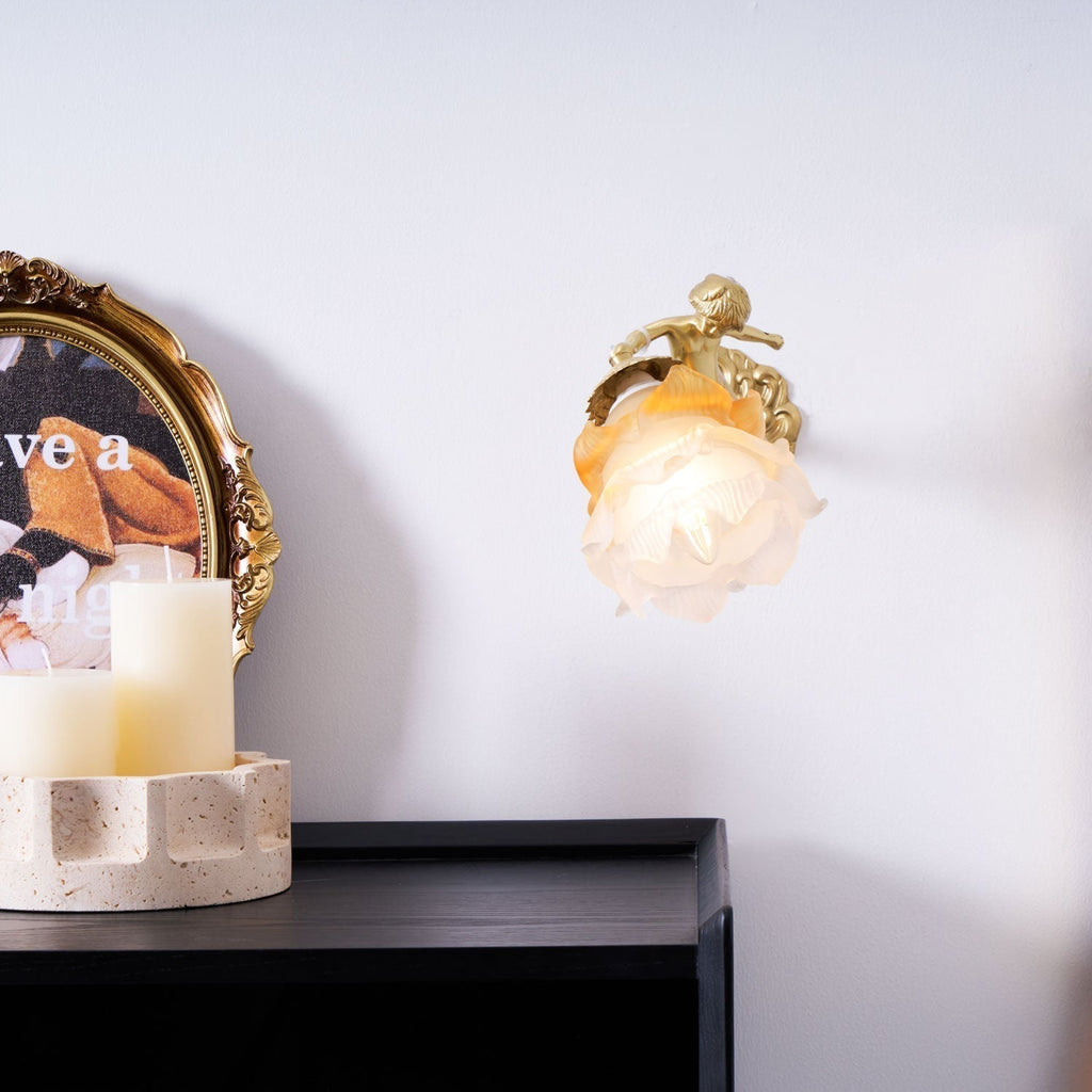 Aged Applique Murale en Verre Ange Volant