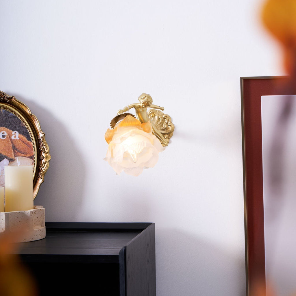 Aged Applique Murale en Verre Ange Volant