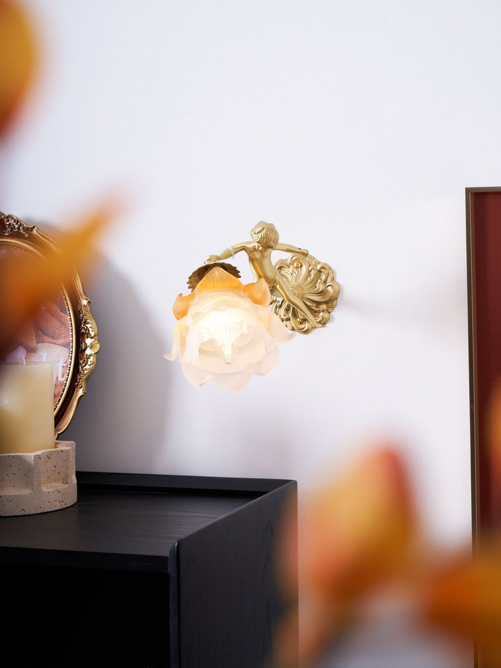 Aged Applique Murale en Verre Ange Volant