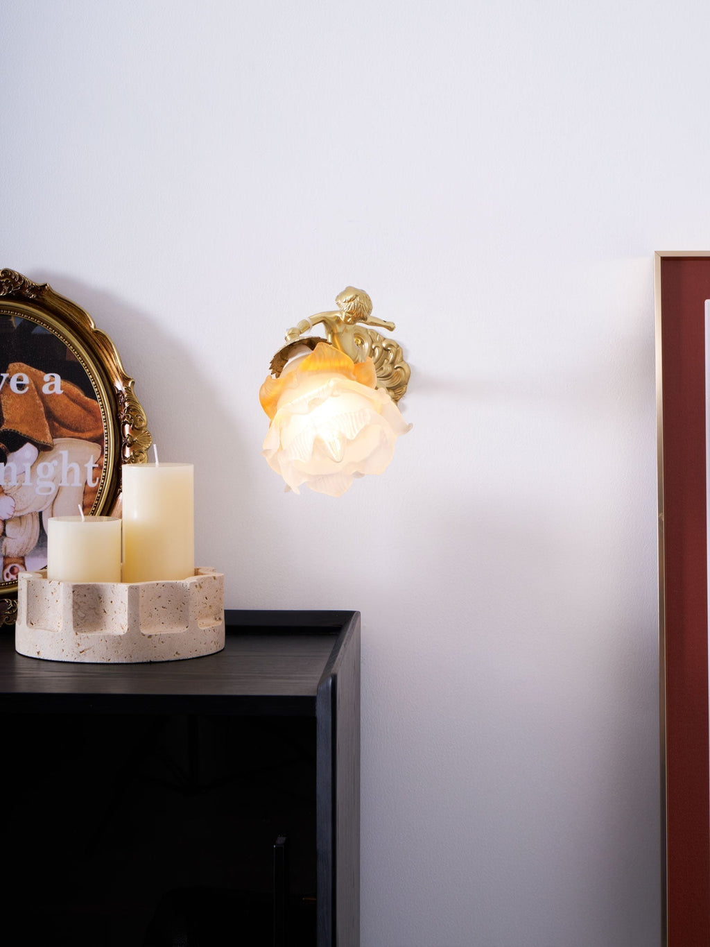 Aged Applique Murale en Verre Ange Volant