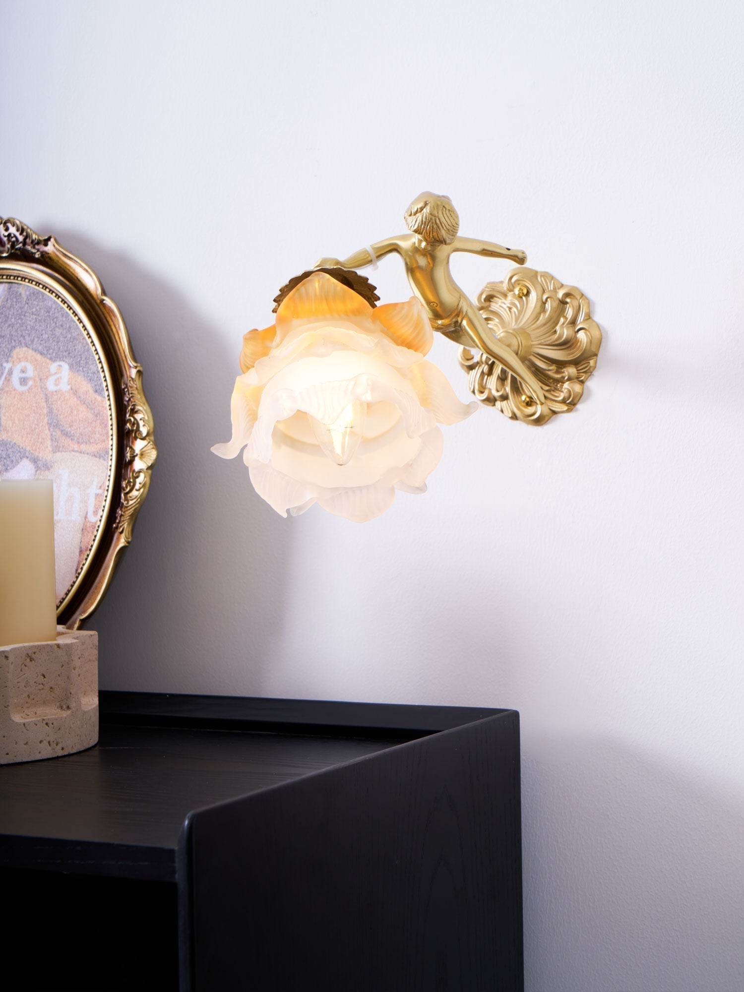 Aged Applique Murale en Verre Ange Volant