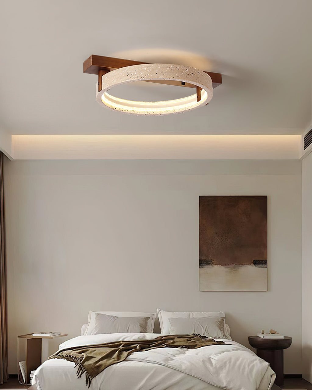 Luminaire en travertin Ritta Lampe Plafonnier Travertin Naturel